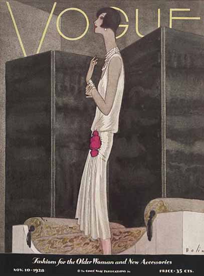 Roaring 1920s Guillermo Bolin Vogue Cover 1928-11-10 Copyright | Roaring 1920s Ad Art and Magazine Cover Art