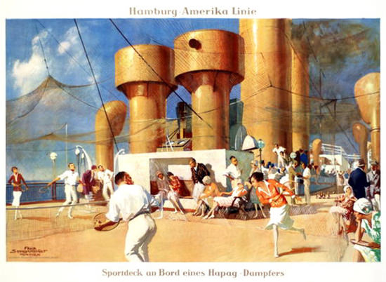 Roaring 1920s Hamburg-Amerika Linie HAPAG Sportdeck 1928 | Roaring 1920s Ad Art and Magazine Cover Art