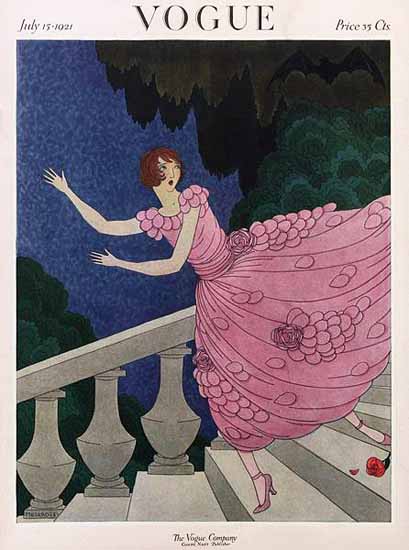 Roaring 1920s Harriet Meserole Vogue Cover 1921-07-15 Copyright | Roaring 1920s Ad Art and Magazine Cover Art