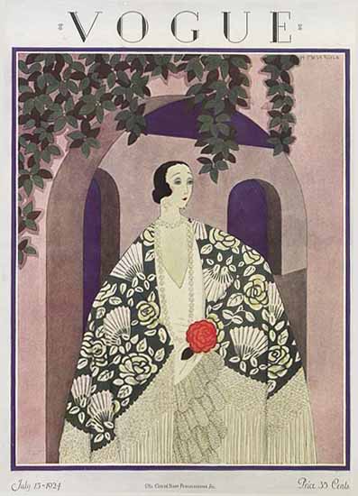 Roaring 1920s Harriet Meserole Vogue Cover 1924-07-15 Copyright | Roaring 1920s Ad Art and Magazine Cover Art