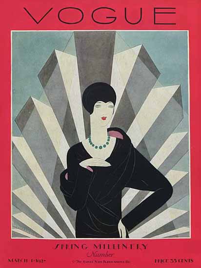 Roaring 1920s Harriet Meserole Vogue Cover 1927-03-01 Copyright | Roaring 1920s Ad Art and Magazine Cover Art