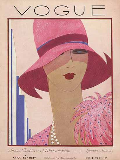 Roaring 1920s Harriet Meserole Vogue Cover 1927-05-15 Copyright | Roaring 1920s Ad Art and Magazine Cover Art