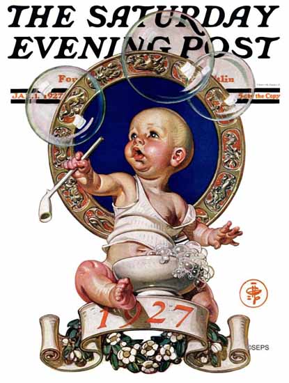 Roaring 1920s JC Leyendecker Artist Saturday Evening Post 1927_01_01 | Roaring 1920s Ad Art and Magazine Cover Art