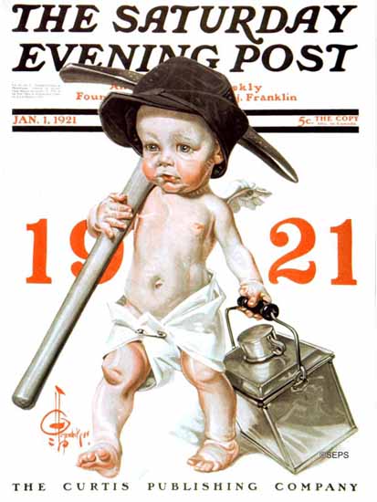 Roaring 1920s JC Leyendecker Saturday Evening Post 1921_01_01 | Roaring 1920s Ad Art and Magazine Cover Art