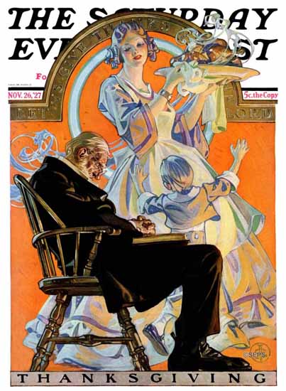 Roaring 1920s JC Leyendecker Saturday Evening Post 1927_11_26 | Roaring 1920s Ad Art and Magazine Cover Art