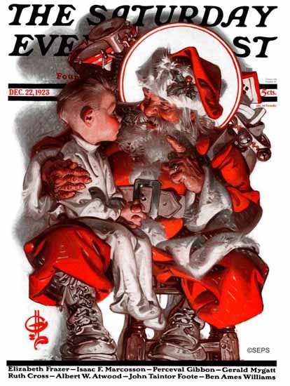 Roaring 1920s JC Leyendecker Saturday Evening Post Santa 1923_12_22 | Roaring 1920s Ad Art and Magazine Cover Art