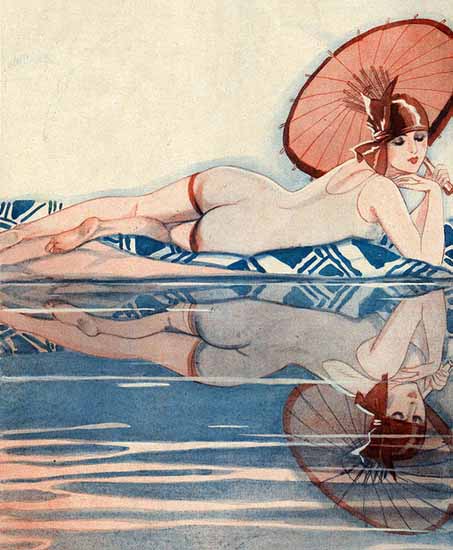 Roaring 1920s Jacques Leclerc La Vie Parisienne 1920s Eaux Brave page | Roaring 1920s Ad Art and Magazine Cover Art