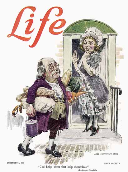 Roaring 1920s James Montgomery Flagg Life Cover 1923-02-01 Copyright | Roaring 1920s Ad Art and Magazine Cover Art