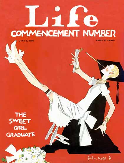 Roaring 1920s John Held Jr Life Cover Girl Graduate 1926-06-03 Copyright | Roaring 1920s Ad Art and Magazine Cover Art