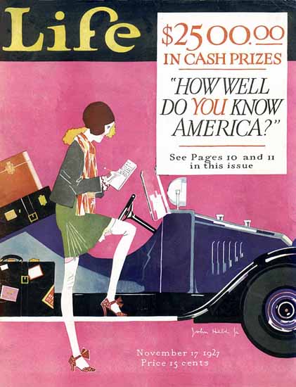 Roaring 1920s John Held Jr Life Humor Magazine 1927-11-17 Copyright | Roaring 1920s Ad Art and Magazine Cover Art