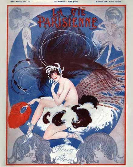 Roaring 1920s La Vie Parisienne 1920 Fleur Et Plumes | Roaring 1920s Ad Art and Magazine Cover Art