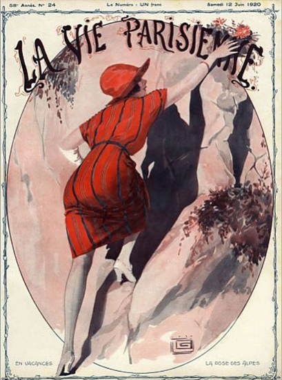 Roaring 1920s La Vie Parisienne 1920 La Rose Des Alpes | Roaring 1920s Ad Art and Magazine Cover Art