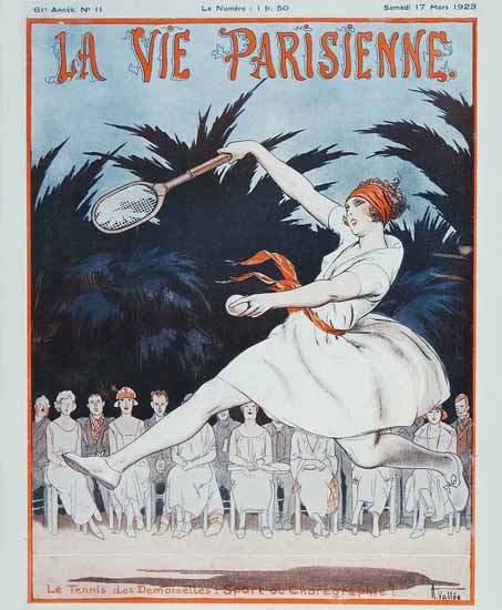 Roaring 1920s La Vie Parisienne 1923 Le Tennis Des Demoiselles | Roaring 1920s Ad Art and Magazine Cover Art
