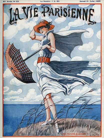 Roaring 1920s La Vie Parisienne 1923 Un Femme A La Mer | Roaring 1920s Ad Art and Magazine Cover Art
