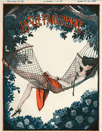 Roaring 1920s La Vie Parisienne 1924 Dans Le Hamac | Roaring 1920s Ad Art and Magazine Cover Art