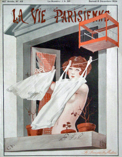 Roaring 1920s La Vie Parisienne 1924 Dimanche Matin Georges Leonnec | Roaring 1920s Ad Art and Magazine Cover Art