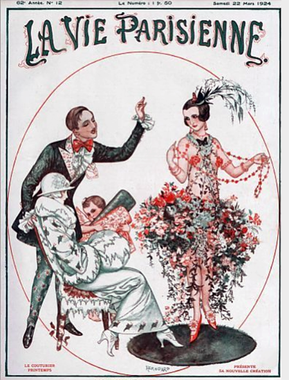 Roaring 1920s La Vie Parisienne 1924 Le Couturier Printemps | Roaring 1920s Ad Art and Magazine Cover Art