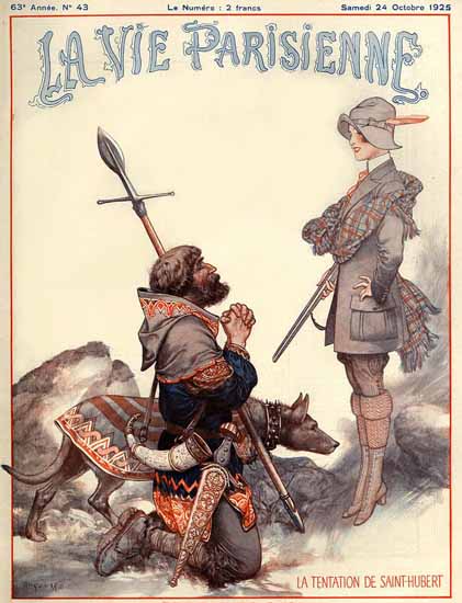 Roaring 1920s La Vie Parisienne 1925 La Tentation De Saint-Hubert | Roaring 1920s Ad Art and Magazine Cover Art
