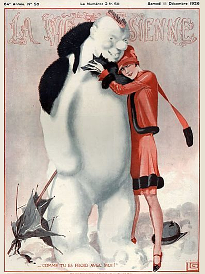 Roaring 1920s La Vie Parisienne 1926 Comme Tu Es Froid Avec Moi | Roaring 1920s Ad Art and Magazine Cover Art