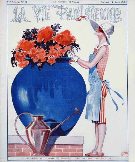 Roaring 1920s La Vie Parisienne 1926 Jeune Fille En Fleur | Roaring 1920s Ad Art and Magazine Cover Art