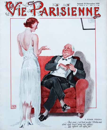 Roaring 1920s La Vie Parisienne 1929 A Fonds Perdus | Roaring 1920s Ad Art and Magazine Cover Art