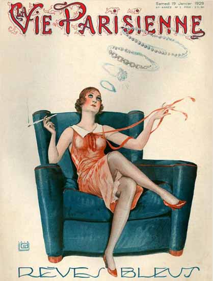 Roaring 1920s La Vie Parisienne 1929 Reves Bleus | Roaring 1920s Ad Art and Magazine Cover Art