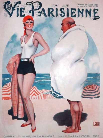 Roaring 1920s La Vie Parisienne 1929 Rien A Cacher | Roaring 1920s Ad Art and Magazine Cover Art