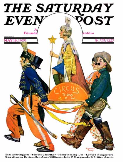 Roaring 1920s Lawrence Toney Saturday Evening Post Circus 1929_05_18 | Roaring 1920s Ad Art and Magazine Cover Art