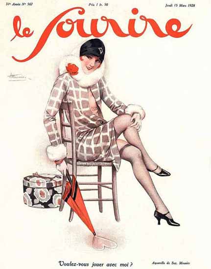 Roaring 1920s Le Sourire 1928 Voulez-Vous Jouer Avec Moi | Roaring 1920s Ad Art and Magazine Cover Art