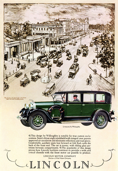 Roaring 1920s Lincoln Limousine By Willoughby 1927 | Roaring 1920s Ad Art and Magazine Cover Art