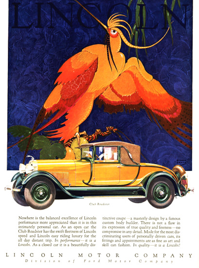 Roaring 1920s Lincoln Motor Company 1928 Club Roadster | Roaring 1920s Ad Art and Magazine Cover Art