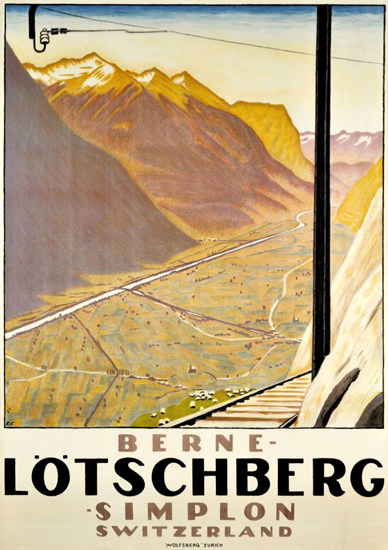 Roaring 1920s Loetschberg Berne Simplon Switzerland 1920s | Roaring 1920s Ad Art and Magazine Cover Art