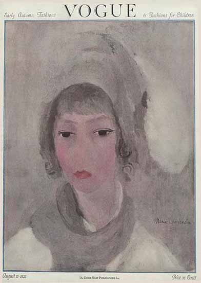 Roaring 1920s Marie Laurencin Vogue Cover 1923-08-15 Copyright | Roaring 1920s Ad Art and Magazine Cover Art