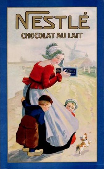 Roaring 1920s Nestle Chocolat Au Lait 1920 Netherlands | Roaring 1920s Ad Art and Magazine Cover Art