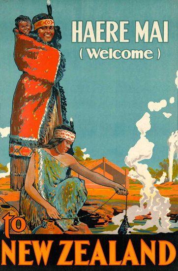 Roaring 1920s New Zealand Haere Mai Welcome 1920s | Roaring 1920s Ad Art and Magazine Cover Art