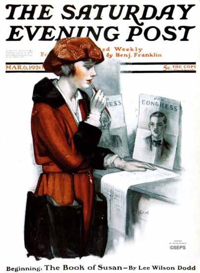 Roaring 1920s Neysa McMein Artist Saturday Evening Post 1920_03_06 | Roaring 1920s Ad Art and Magazine Cover Art