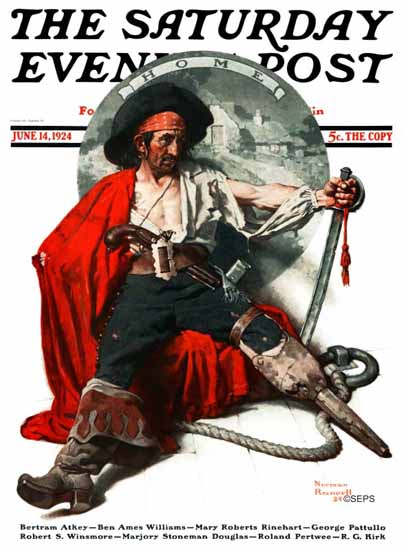 Roaring 1920s Norman Rockwell Saturday Evening Post Pirate 1924_06_14 | Roaring 1920s Ad Art and Magazine Cover Art