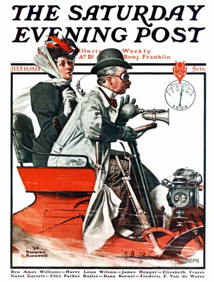 Roaring 1920s Norman Rockwell Saturday Evening Post Racer 1924_07_19 | Roaring 1920s Ad Art and Magazine Cover Art