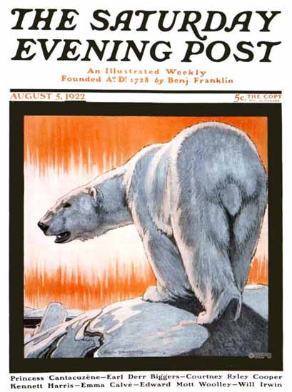 Roaring 1920s Paul Bransom Saturday Evening Post Polar Bear 1922_08_05 | Roaring 1920s Ad Art and Magazine Cover Art