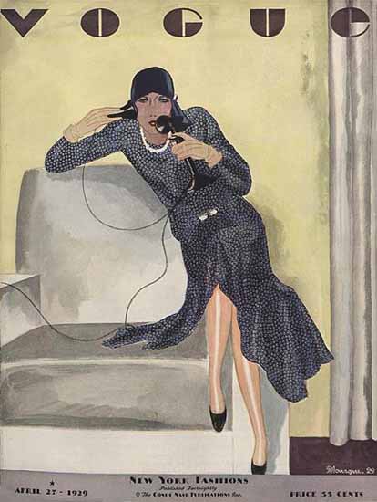 Roaring 1920s Pierre Mourgue Vogue Cover 1929-04-27 Copyright | Roaring 1920s Ad Art and Magazine Cover Art