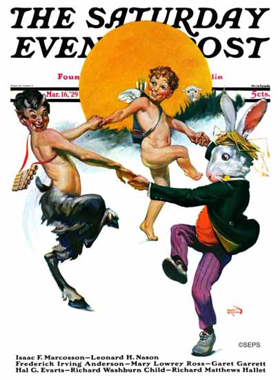 Roaring 1920s Sam Brown Saturday Evening Post Cover Art 1929_03_16 | Roaring 1920s Ad Art and Magazine Cover Art