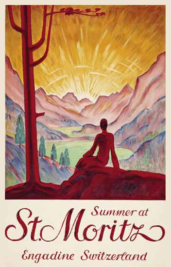 Roaring 1920s St Moritz Summer St Moritz Engadine Switzerland 1929 | Roaring 1920s Ad Art and Magazine Cover Art