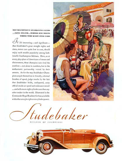 Roaring 1920s Studebaker 1929 Southamptons Long Island | Roaring 1920s Ad Art and Magazine Cover Art
