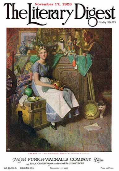 Roaring 1920s The Literary Digest Antique Dreams 1923 Norman Rockwell | Roaring 1920s Ad Art and Magazine Cover Art
