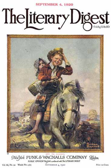 Roaring 1920s The Literary Digest Off to School 1920 Norman Rockwell | Roaring 1920s Ad Art and Magazine Cover Art