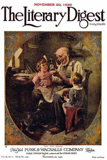 Roaring 1920s The Literary Digest The Toy Maker 1920 Norman Rockwell | Roaring 1920s Ad Art and Magazine Cover Art
