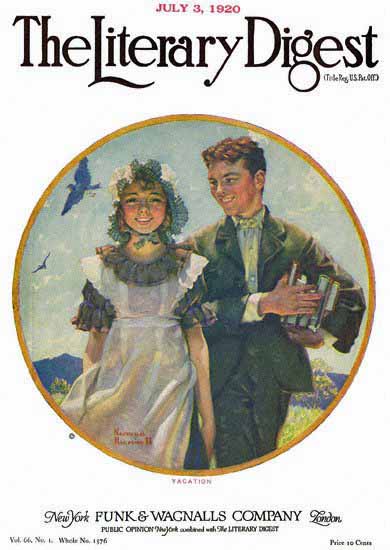 Roaring 1920s The Literary Digest Vacation 1920 Norman Rockwell | Roaring 1920s Ad Art and Magazine Cover Art