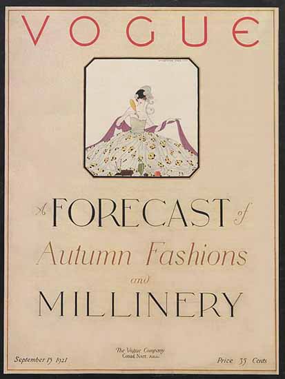 Roaring 1920s Vogue Cover 1921-09-15 Copyright | Roaring 1920s Ad Art and Magazine Cover Art