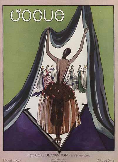 Roaring 1920s Vogue Cover 1924-08-01 Copyright | Roaring 1920s Ad Art and Magazine Cover Art