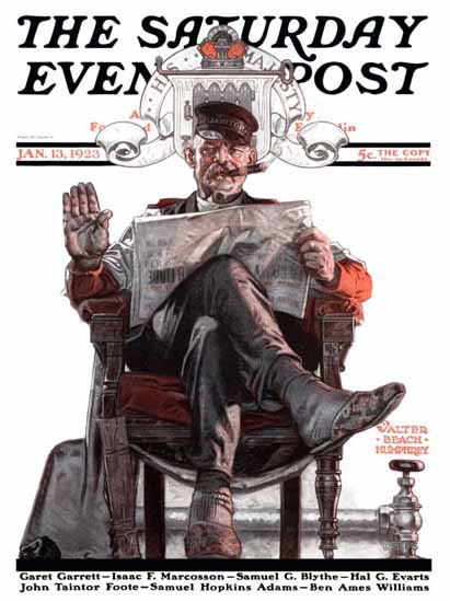 Roaring 1920s Walter Humphrey Saturday Eve Post Majesty 1923_01_13 | Roaring 1920s Ad Art and Magazine Cover Art